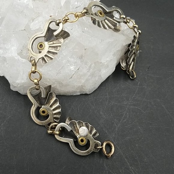 Vintage Sterling Fluted Bracelet Purple Glass Signed Harry Iskin - Picture 5 of 5